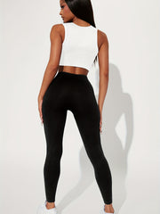 Casual Two Piece Set Tank Top & High Waist Pants Outfit Women's Clothing
