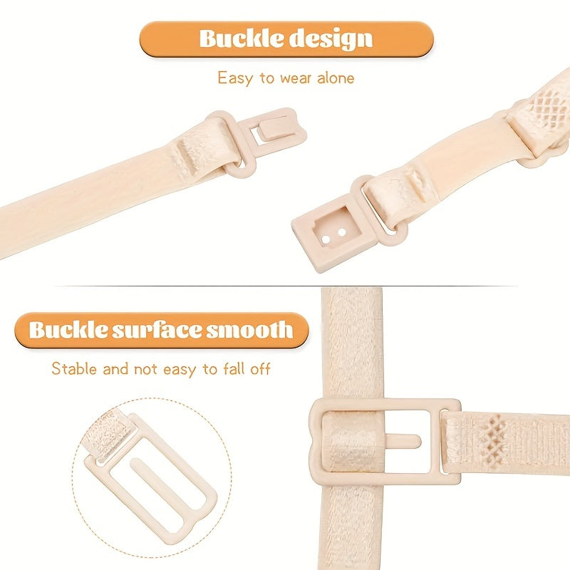 3pcs Solid Elastic Adjustable Bra Straps Women's Lingerie