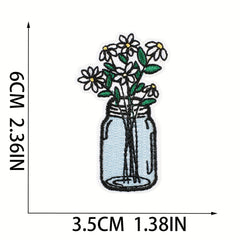 16pcs Embroidered Cloth Bag Patches - Colorful Hot Transfer Printing