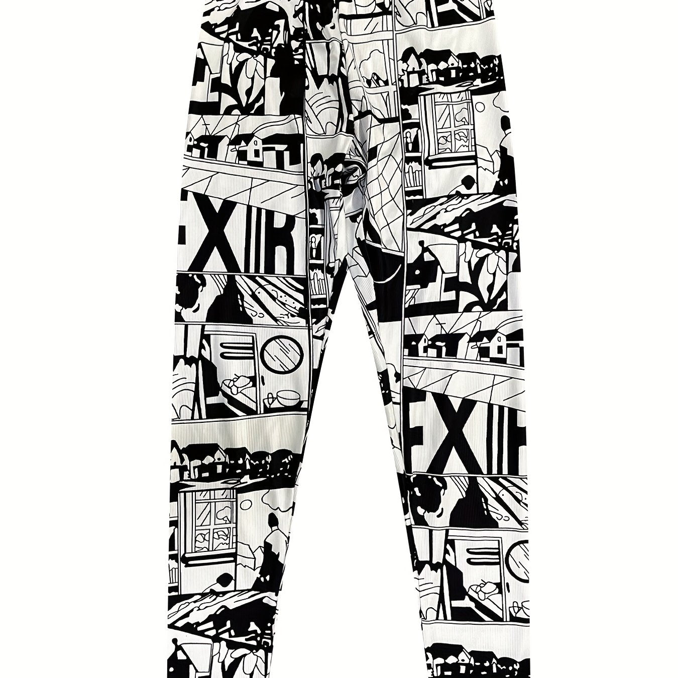 Japanese Anime Print Leggings High Waist Casual Pants for Women
