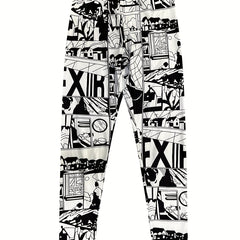 Japanese Anime Print Leggings High Waist Casual Pants for Women