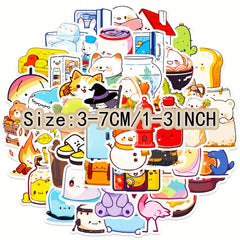 50pcs Cartoon Animal Stickers for Laptop Helmet Water Cup