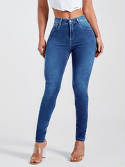 High Rise Skinny Jeans Dark Wash Slim Fit Jeans Casual Pants