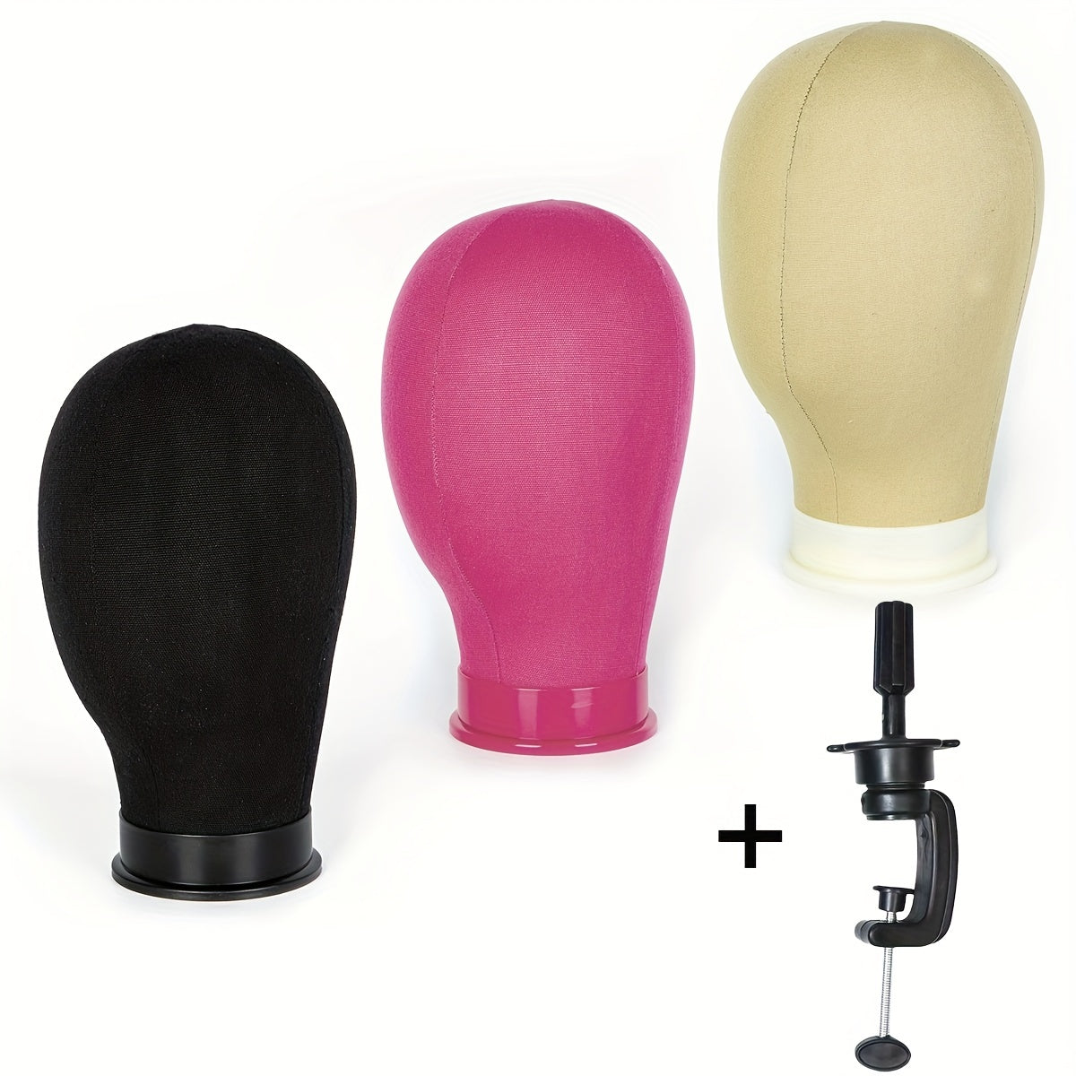 Colorful Canvas Block Head with Mount Hole & Wig Stand