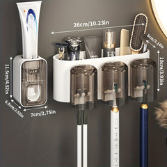 Automatic Toothpaste Dispenser with Toothbrush Holder Wall Mounted Bathroom Rack