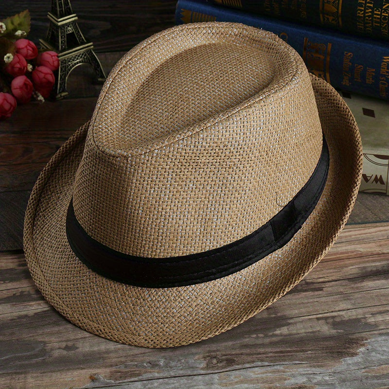 Men Straw Woven Sunshade Breathable Hat Sunscreen Sun Hat Jazz Hat