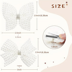 2pcs Faux Pearl Bow Hair Clips Set Decorative Hair Accessories Girls