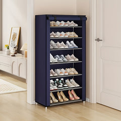 8 Tier Shoe Rack Organizer with Fabric Cover for Sneakers, Heels, Flats, Boots
