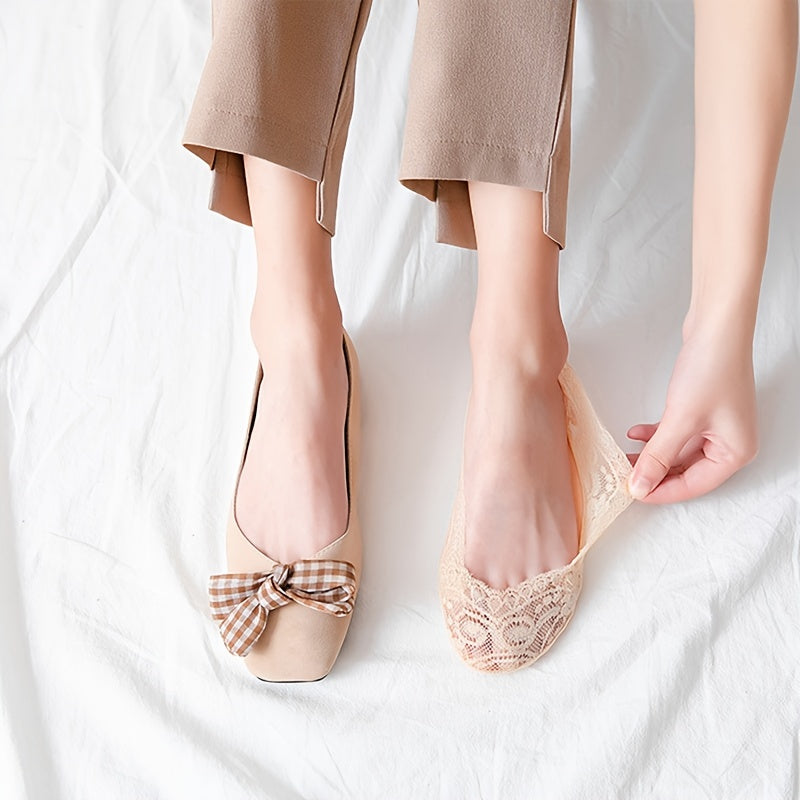Floral Lace No Show Socks Soft Lightweight Ankle Stockings
