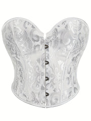 Jacquard Strapless Corset Bustier Tummy Control Lace Up Body Shaper