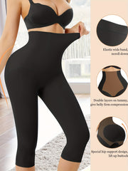 Solid Shaping Crop Pants High Waist Tummy Control Yoga Crop Pants