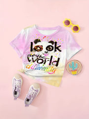 Cute Panda Graphic Tee for Girls - Summer Sports T-shirt