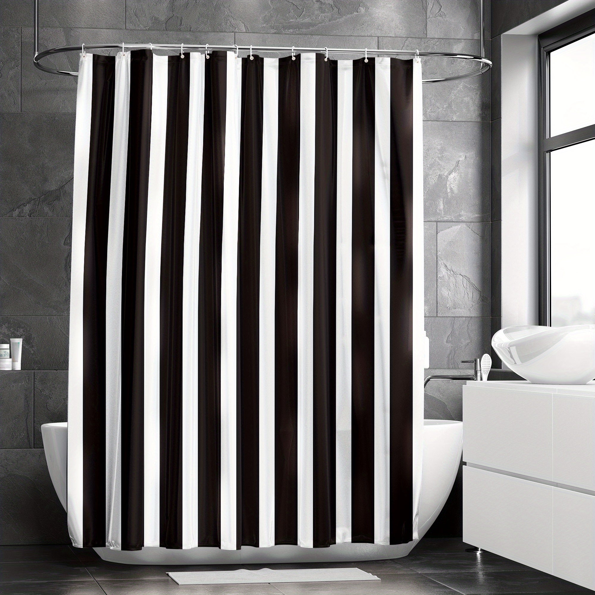 Waterproof Shower Curtain with 12 Hooks 72x72in