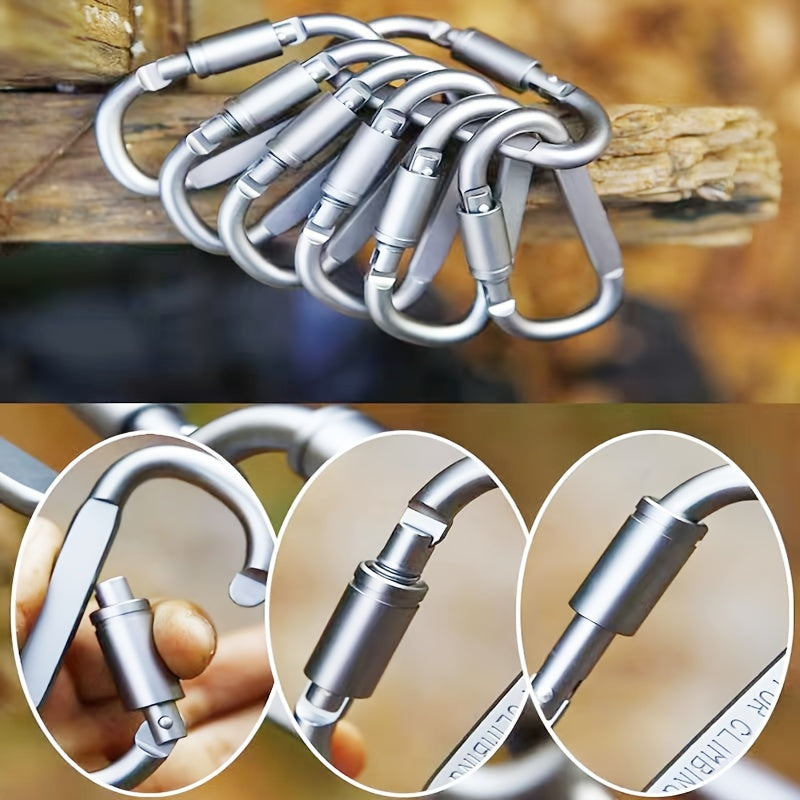4pcs Aluminum D-ring Lock Buckle for Hiking Travel Camping