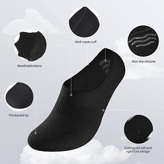 6 Pairs Non-Slip No Show Socks for Men and Women