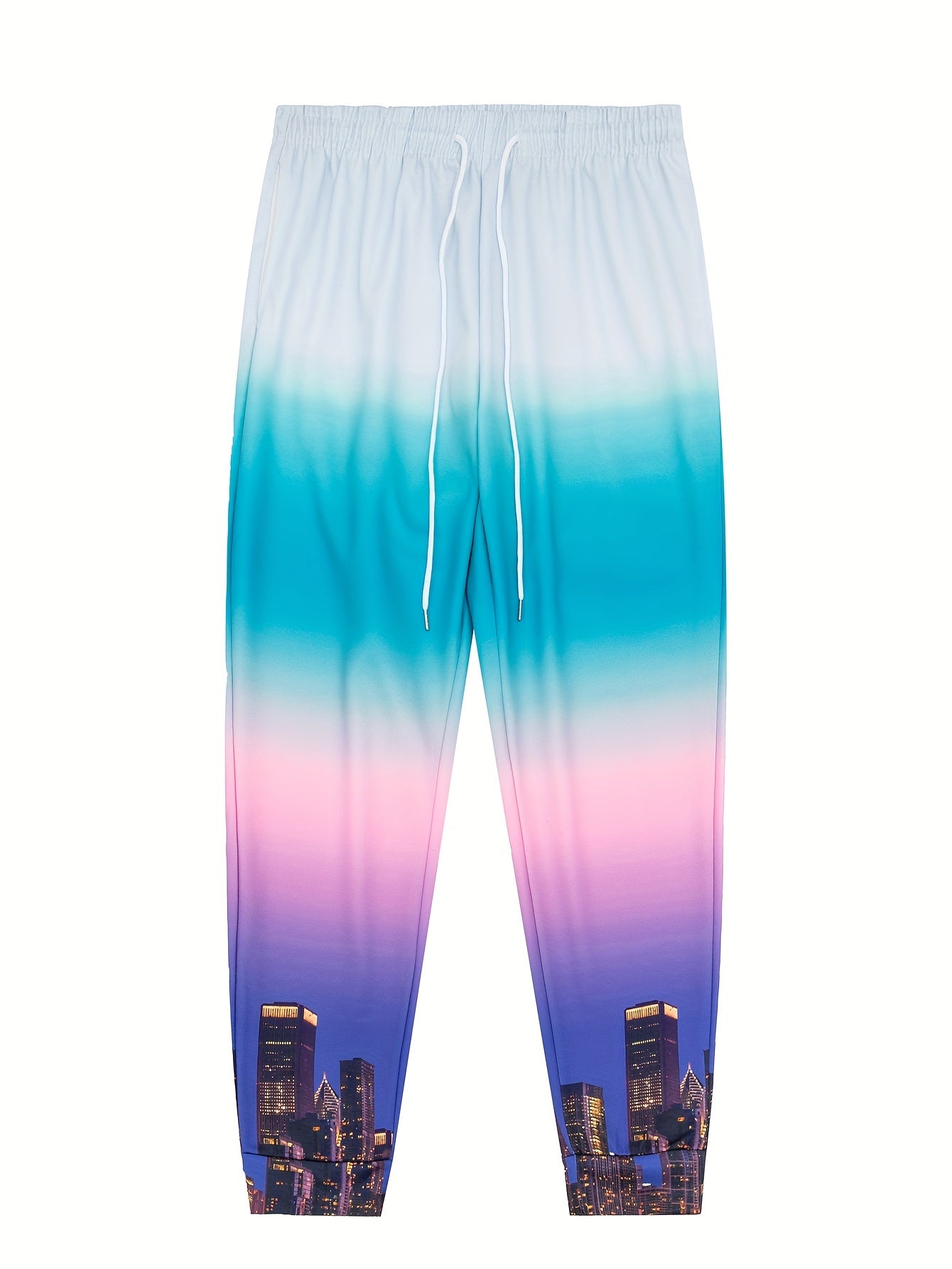 Ombre Gradient Drawstring Sweatpants Loose Fit Pants Men's Casual Joggers