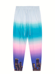 Ombre Gradient Drawstring Sweatpants Loose Fit Pants Men's Casual Joggers
