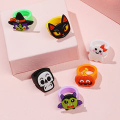 Halloween Cartoon Ghost Pumpkin Skull Ring Children's PVC Toy Gift