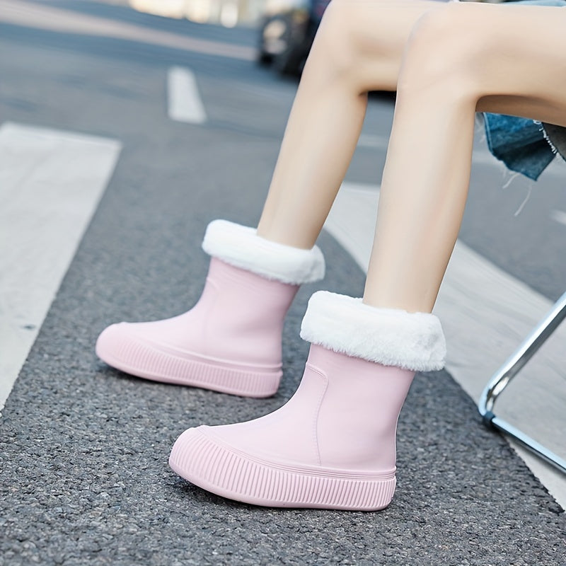 Thickened Warm Rain Boots Waterproof Short Boots Women's Rain Boots