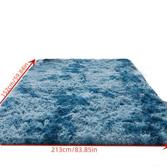 Shag Area Rug Modern Fluffy Rug Tie Dyed Dark
