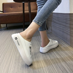 Women's Platform Mule Sneakers Casual Lace Up Outdoor Shoes