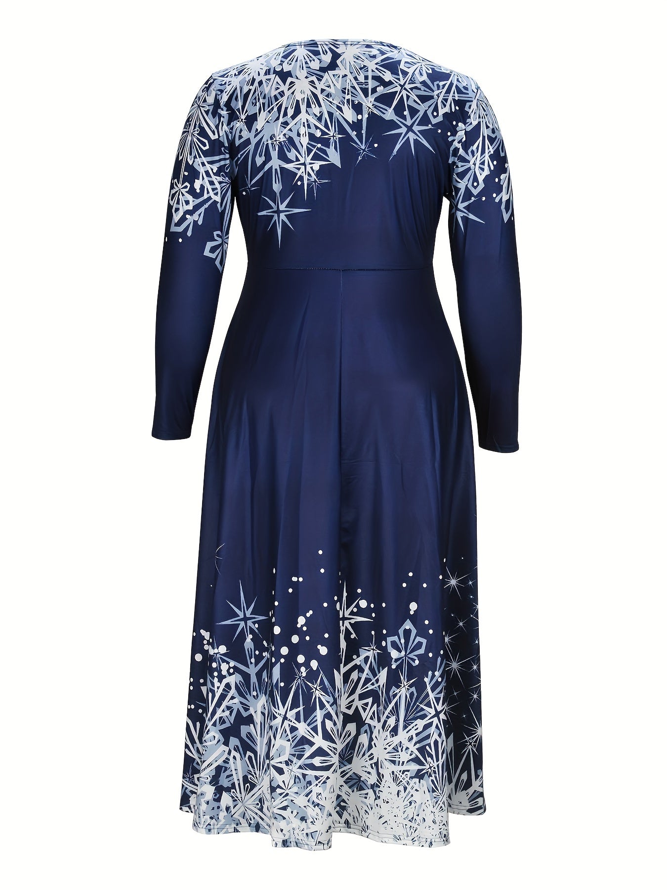 Women's Plus Snowflake Print Long Sleeve Maxi Dress