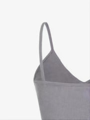 Drawstring Backless Crop Cami Top Sleeveless V Neck Crop Casual Top
