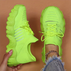 Women's Breathable Mesh Chunky Sneakers Lace Up Running Shoes