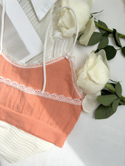 Wireless Lace Trim Cami Bra Boyshorts Set