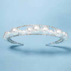 Bridal Pearl Crown Rhinestone Hair Jewelry Baroque Headpiece