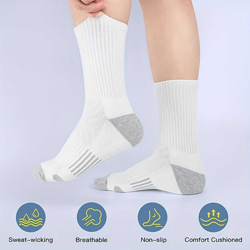 5 Pairs Cotton Basketball Sports Crew Socks US7 10 5