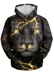 3D Print Lion Hoodie with Kangaroo Pocket for Men