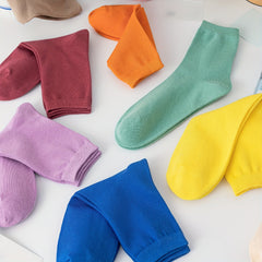 10 Pairs Mid Tube Women's Solid Socks Comfy & Breathable Stockings