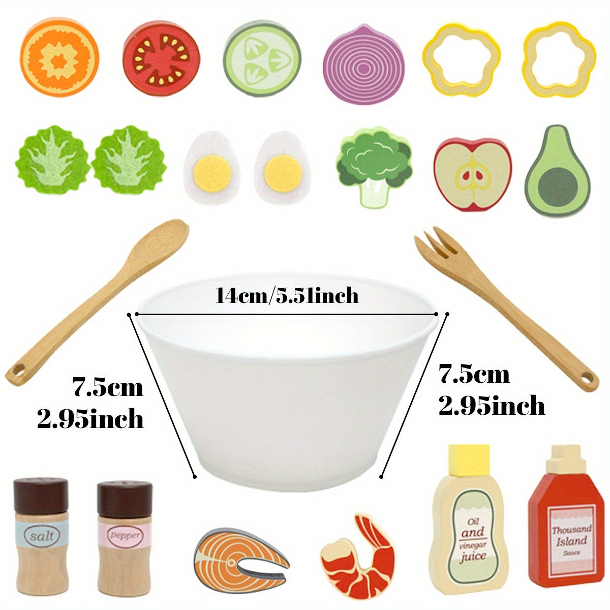 Kids' Simulated Salad Set Pretend Kitchen Toys Educational Toy