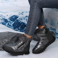 Women's Reflective Snow Boots Plush Lined Thermal Waterproof Rain Shoes