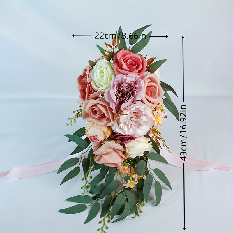 Romantic Bridal Bouquet for Outdoor Wedding with Artificial Flowers