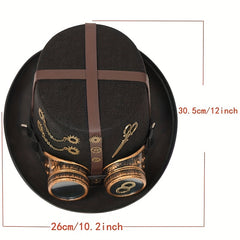 Steampunk PU Leather Cross Vintage Metal Gear Hat