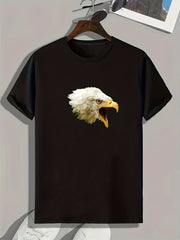 Eagle Head Print Men's Comfy T shirt for Outdoor Summer