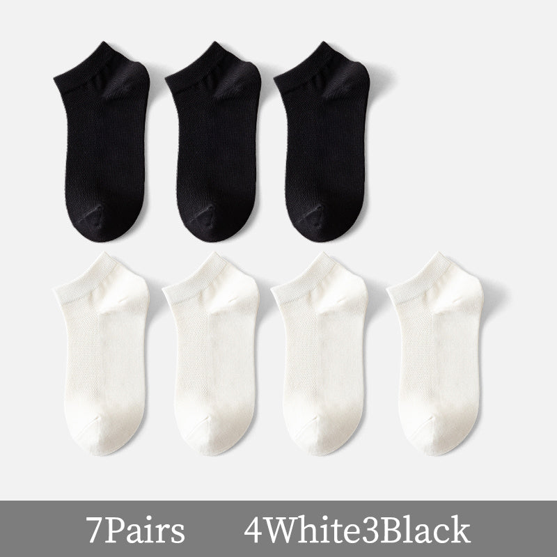 7 Pairs Solid Low Cut Sports Socks Women's Stockings & Hosiery