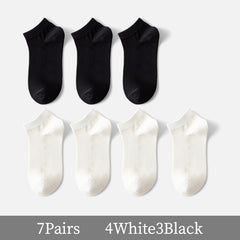 7 Pairs Solid Low Cut Sports Socks Women's Stockings & Hosiery