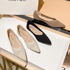 Women's Pointed Toe Flat Shoes Slip on Breathable Solid Anti Slip Casual Shoes