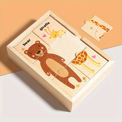 Colorful Wooden Animal Puzzle Toy for Kids- Educational Shape Recognition
