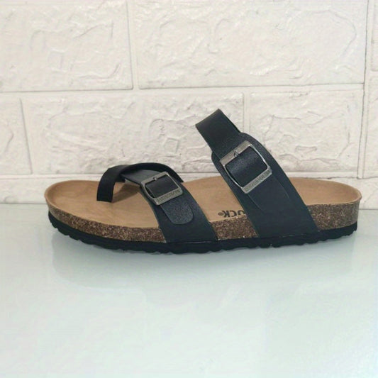 Women's Flat Slide Sandals Comfortable Open Toe Buckle Strap Shoes