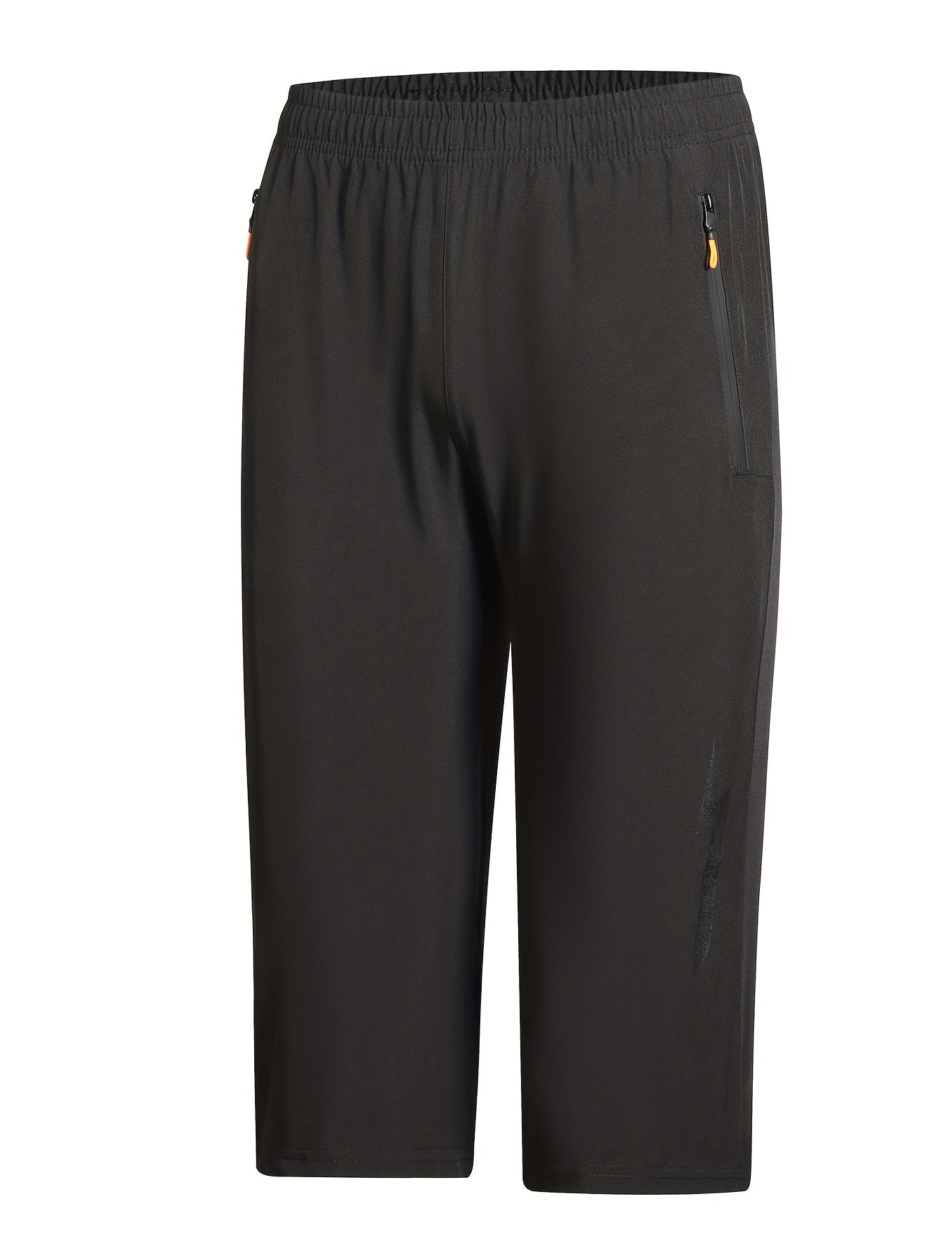 Men's Stretch Sports Shorts Quick Dry Zip Pockets Gym Training Pants