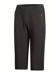 Men's Stretch Sports Shorts Quick Dry Zip Pockets Gym Training Pants
