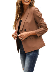 Lapel Solid Blazer Long Sleeve Work Office Outerwear Women's Clothing