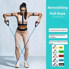 5-Level Yoga Resistance Pull Rope with Handle for Home Pilates Exercise