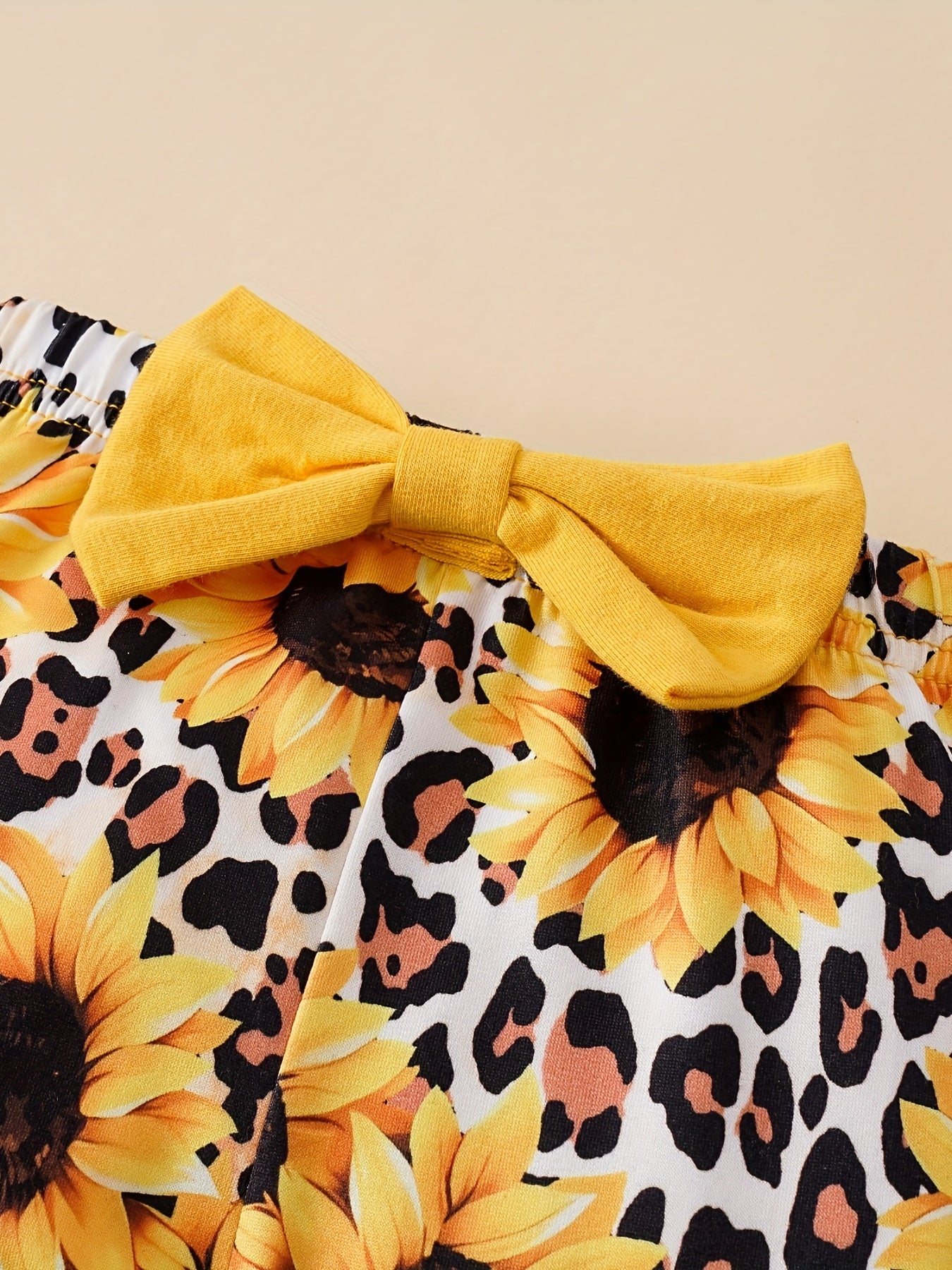 2pc Toddler Girls Ruffle Halter Tops & Sunflower Leopard Pants Set