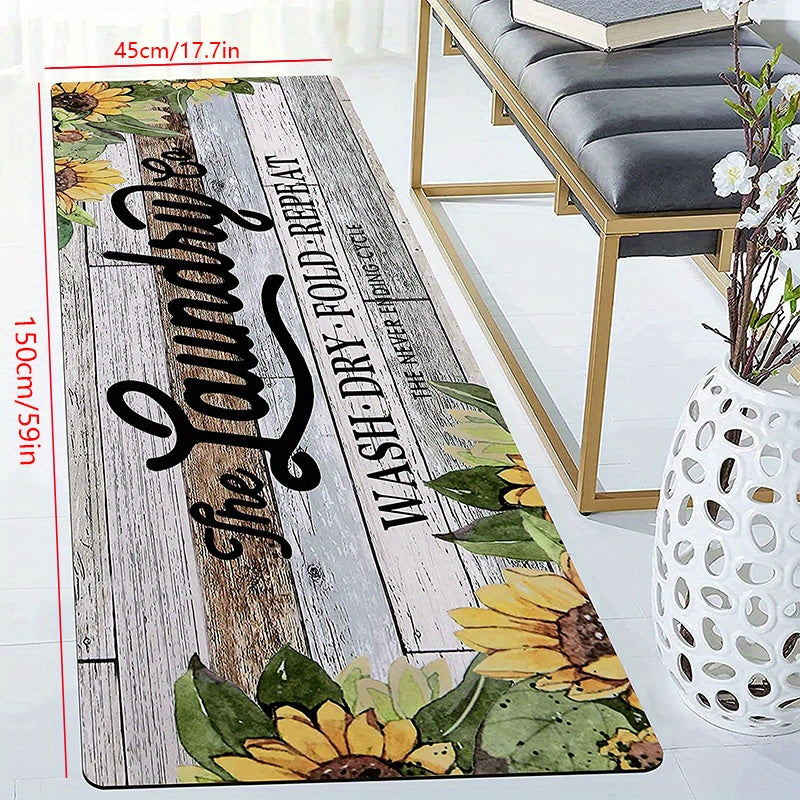 Sunflower Laundry Rug Runner Non Slip Entryway Runner Mat