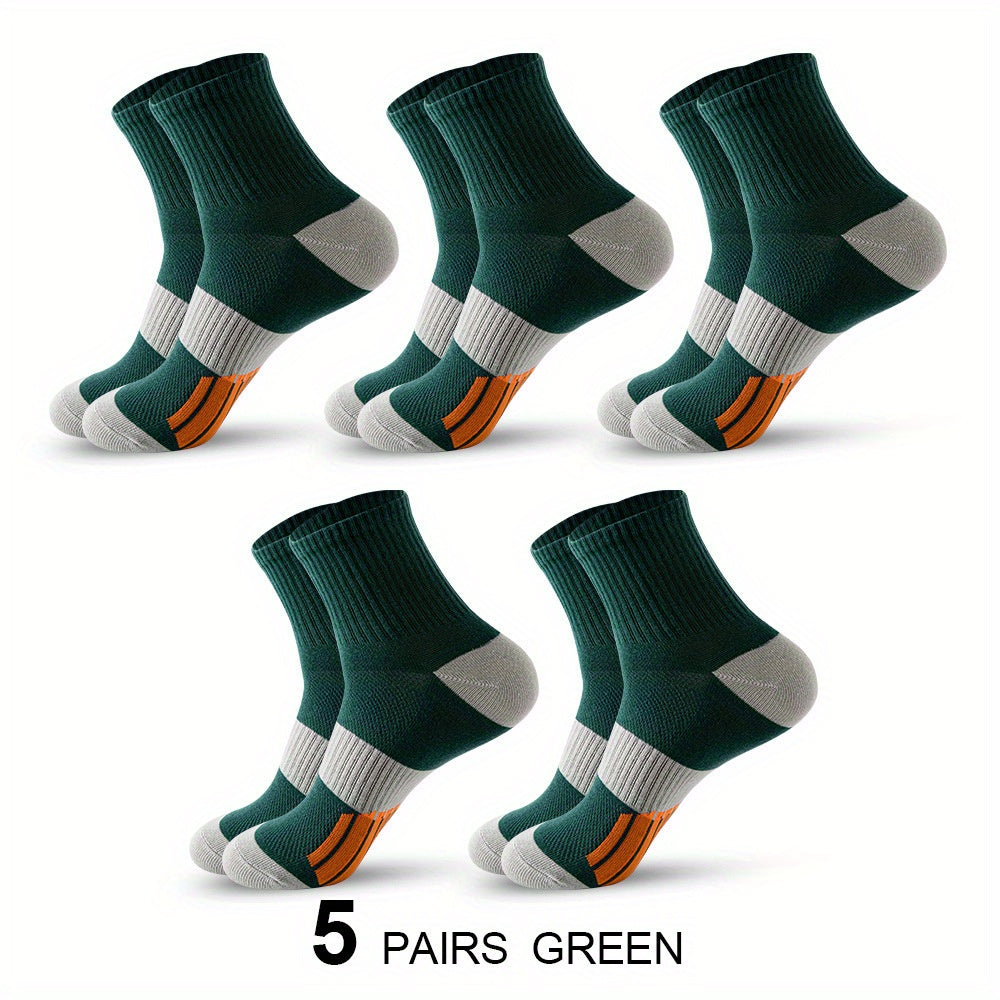 5pcs Men's Sweat Absorbing Cotton Socks for Sports